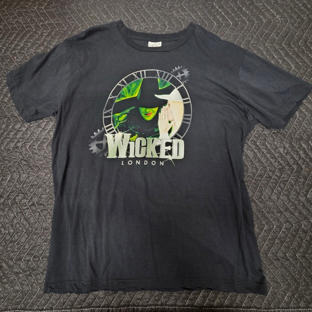 Wicked London Musical Graphic T-Shirt XL Green For Good Organic Cotton Black